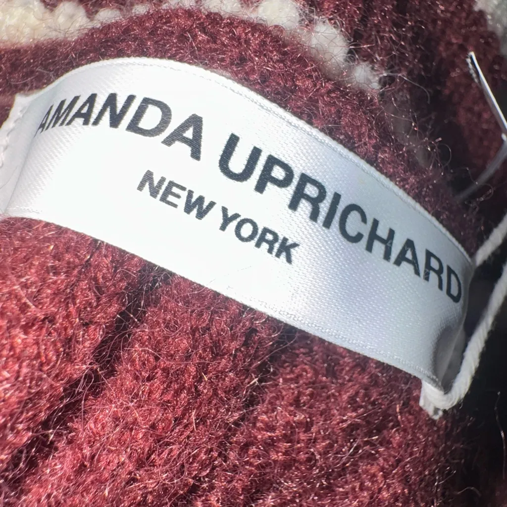 Amanda Uprichard Burgundy and Cream Mini Dress. Size L‎ NWT - Image 4