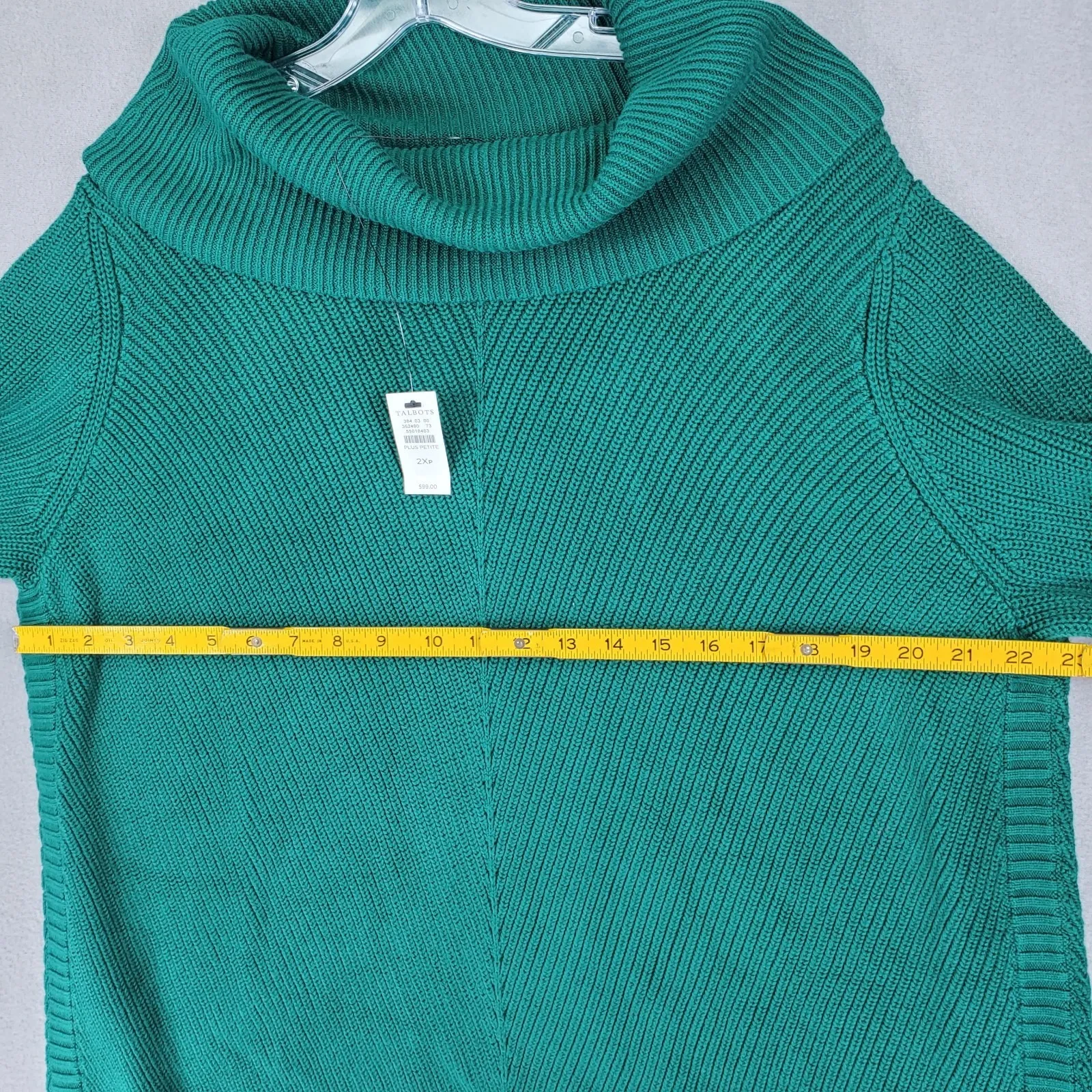 New Talbots Tunic Cotton Sweater Plus 2Xp Green Knit Long Sleeve Mock Neck Modal - Image 5