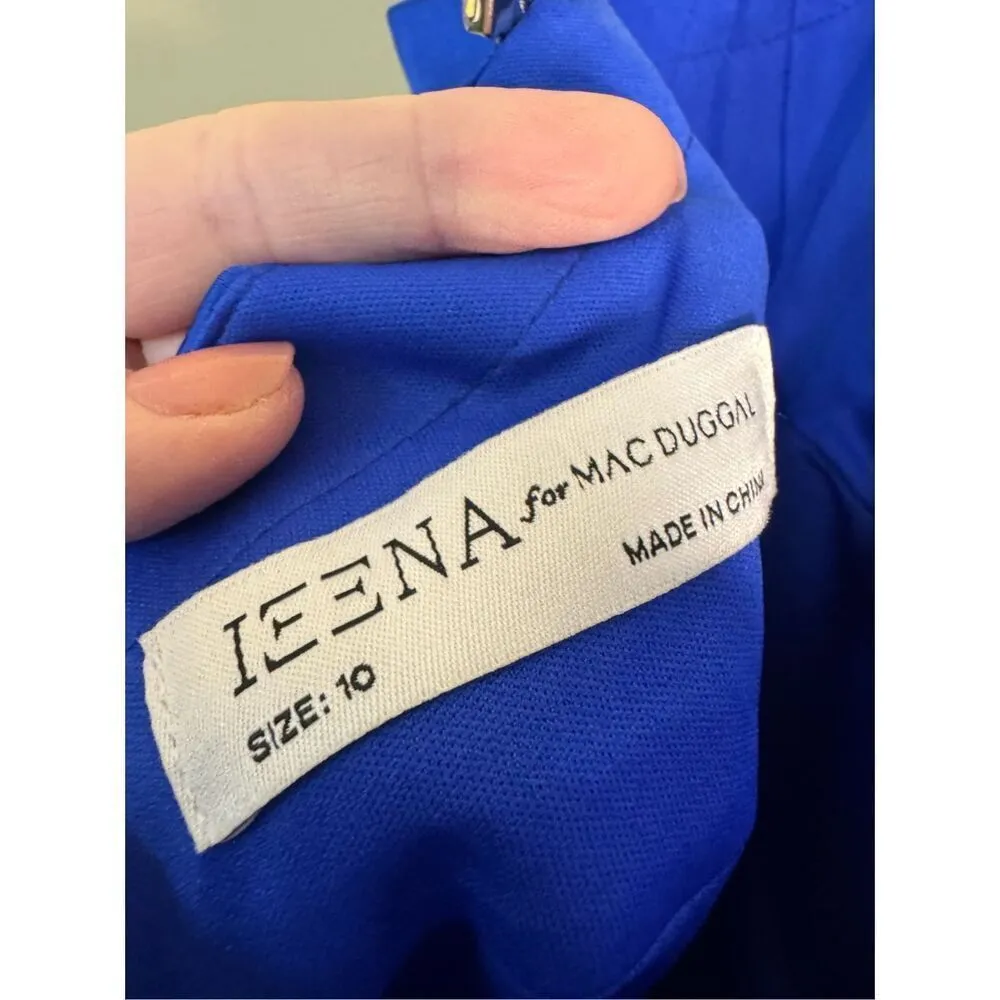 Mac Duggal NWT Rhinestone Strap Satin Mini Dress in Indigo Size 10 - Image 6