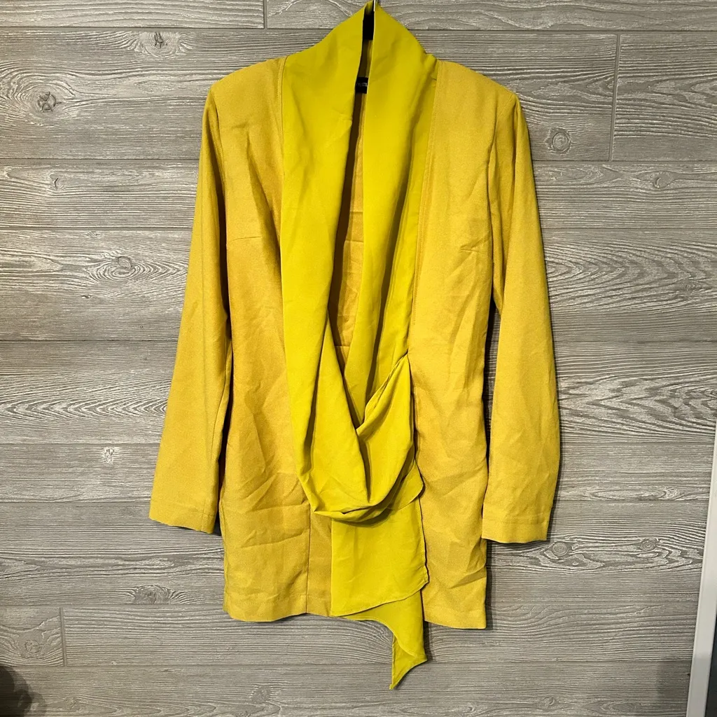 Olive‎ Chiffon Drape Detail Long Sleeve Bodycon Dress size 4 - Image 3