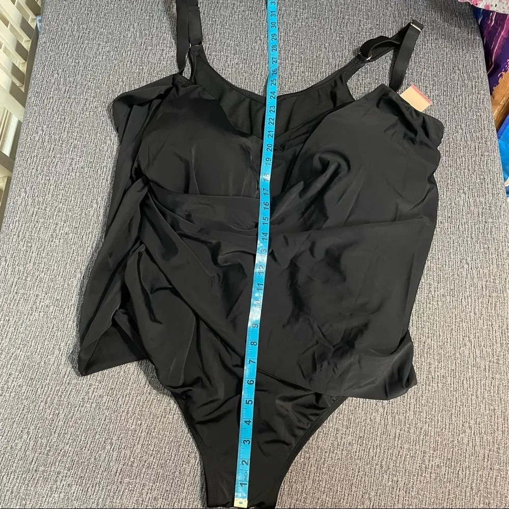 Evri Women’s Zoe Wrap One Piece Black Swimsuit Size 4X - Image 16