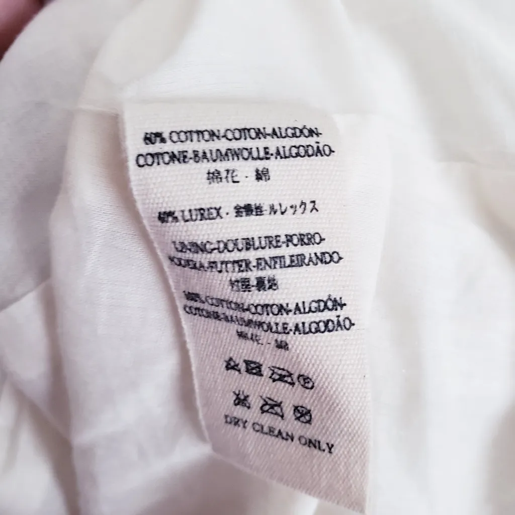 Jens Pirate Booty Wonderland Alice Metallic Striped Ivory Puff Sleeve Dress - Image 9