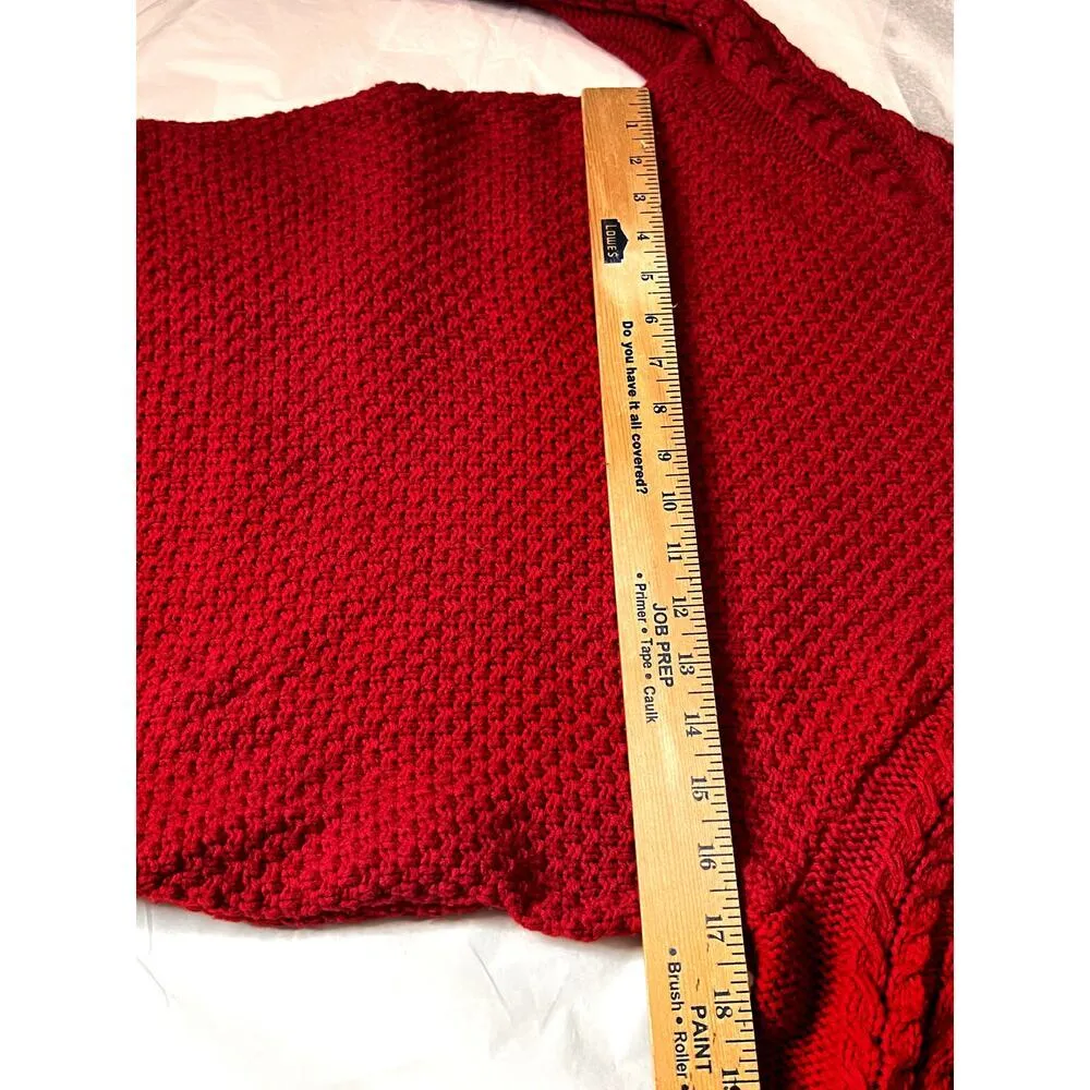 Lauren women's size medium sweater red cable knit turtle neck heritage - Image 5