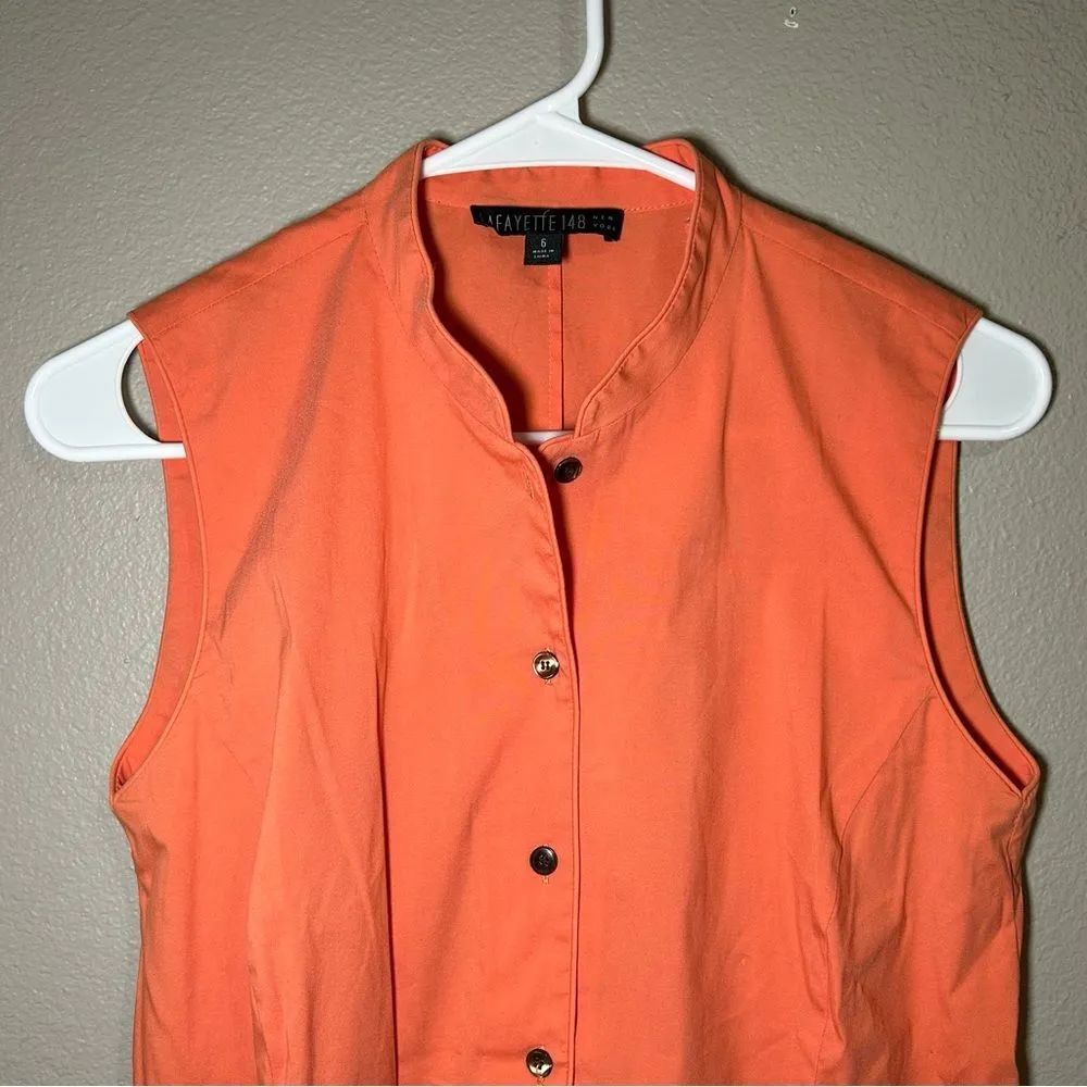 LAFAYETTE 148 sleeveless cotton blend button down top women’s size small 6 - Image 3