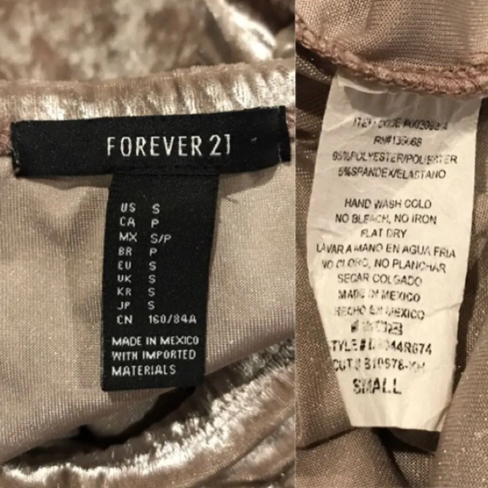 Forever 21  Brown Crushed Velvet Short Sleeve Bodycon Mini Dress Small - Image 4