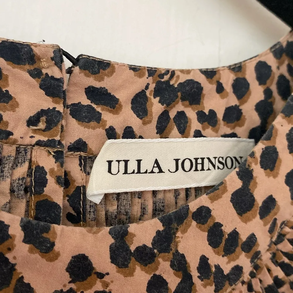 Ulla Johnson Lennie Pleated Cotton Poplin Top Cheetah Print Animal Print Size 0 - Image 6