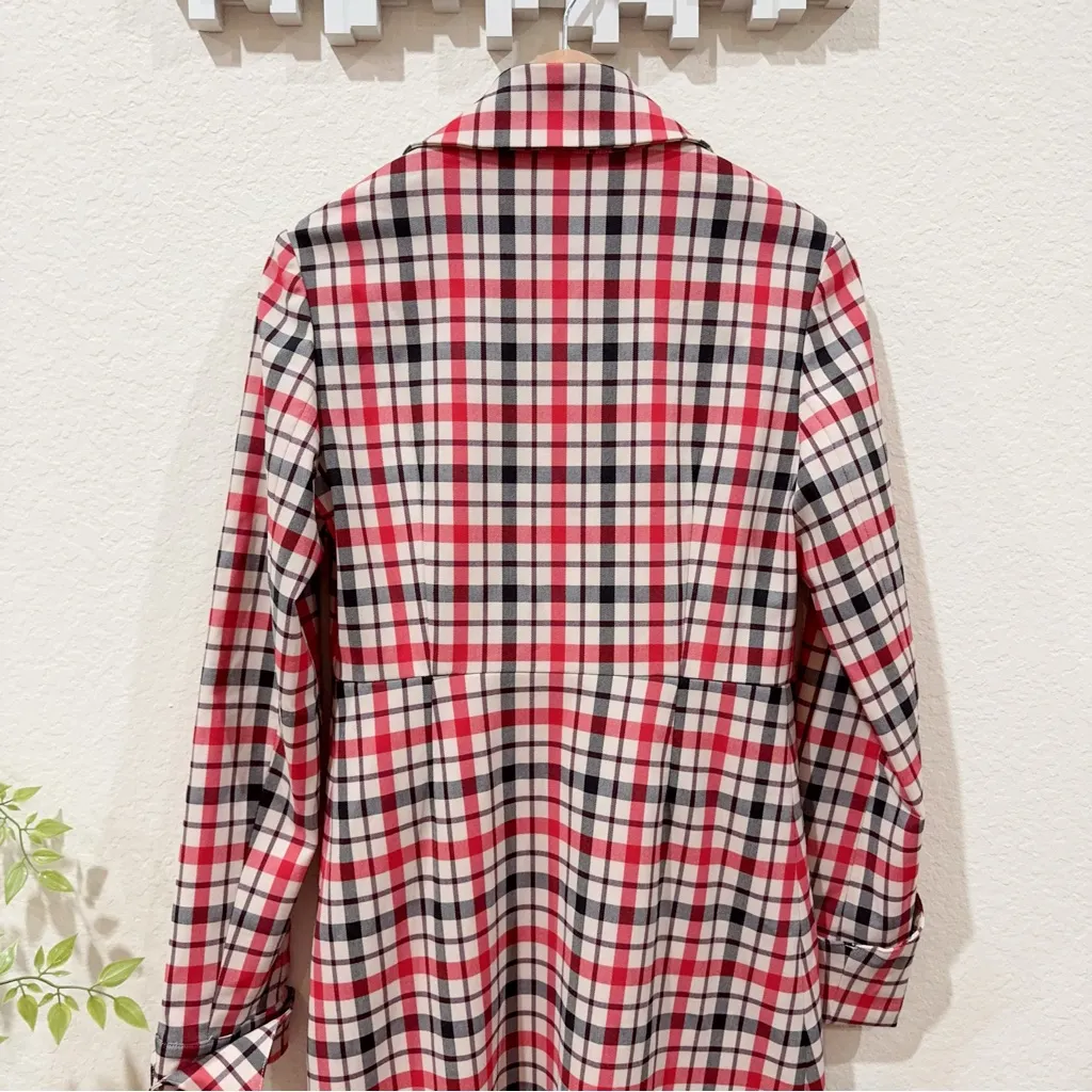 J.ING Jing Red Checker Print Lightweight Coat Jacket Size Small NWT - Image 7