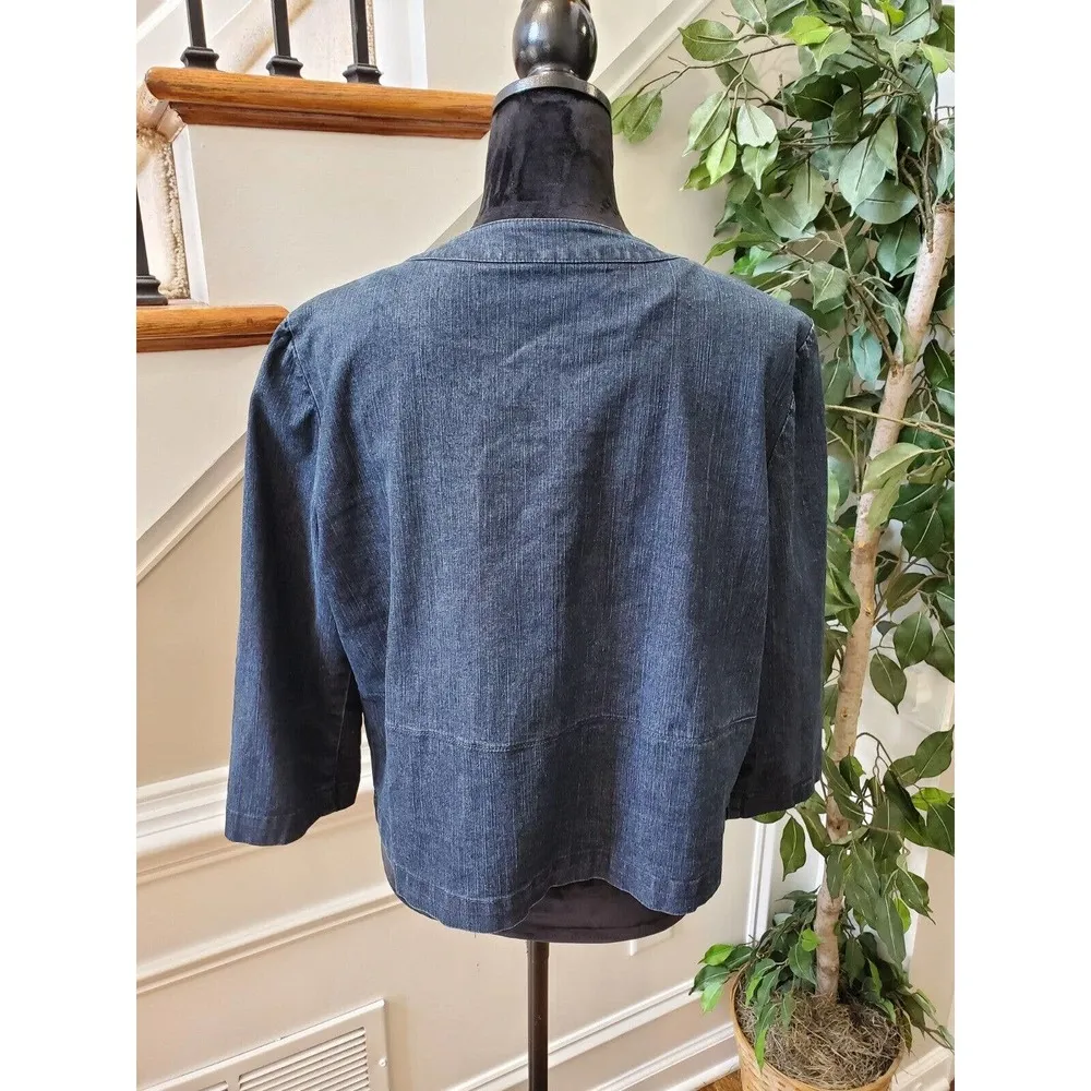 Ruby Rd. Women's Blue Denim Cotton Long Sleeve Party Wear Jeans Jacket Size 12 - Image 6