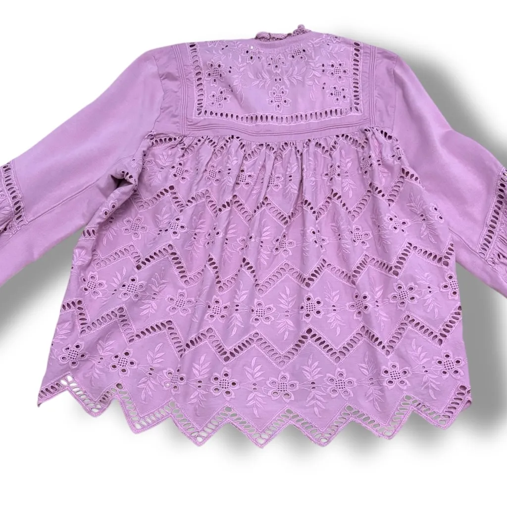 Forever That Girl Lilac Anthropologie Eyelet Sweater – Large - Image 3