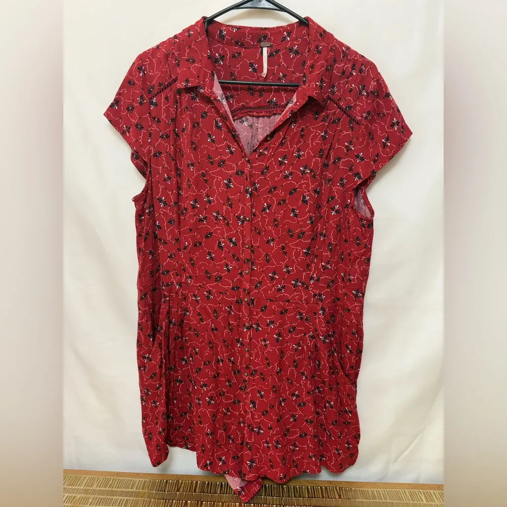 Free People Debby‎ Dot Romper in Red Combo Size Large - Image 3