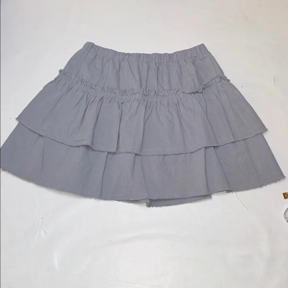 Kirious Los Angeles 100% Cotton Raw Hem Tiered Skirt, Size Small - Image 6