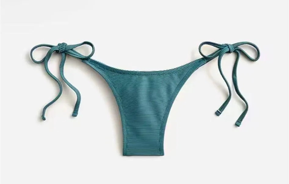 J. Crew Ribbed curved-waist cheeky string bikini bottom | NWT | pink - Image 4