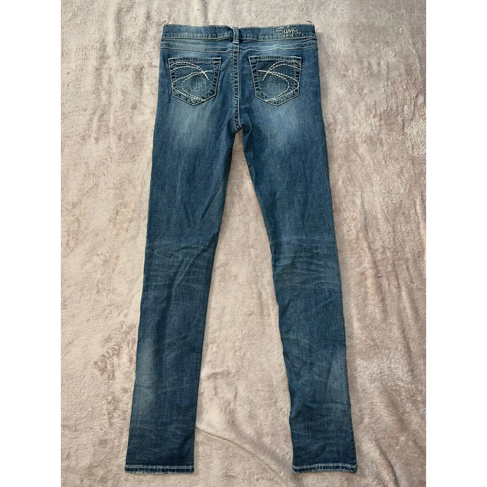 Silver Jean Pixie Womens Jeans Blue Denim Skinny Distressed Size 29 - Image 3