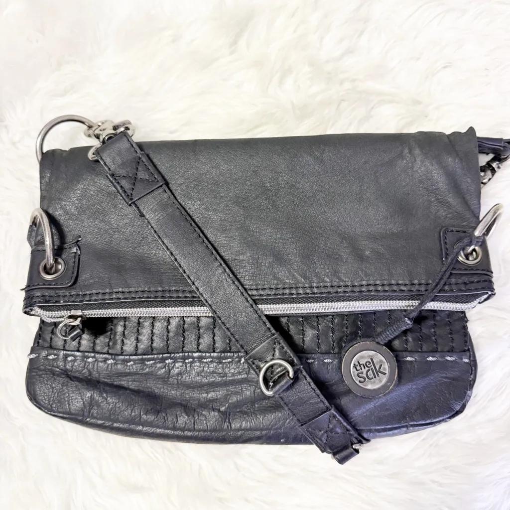 The Sak Black Leather Foldover Crossbody Bag - Image 2