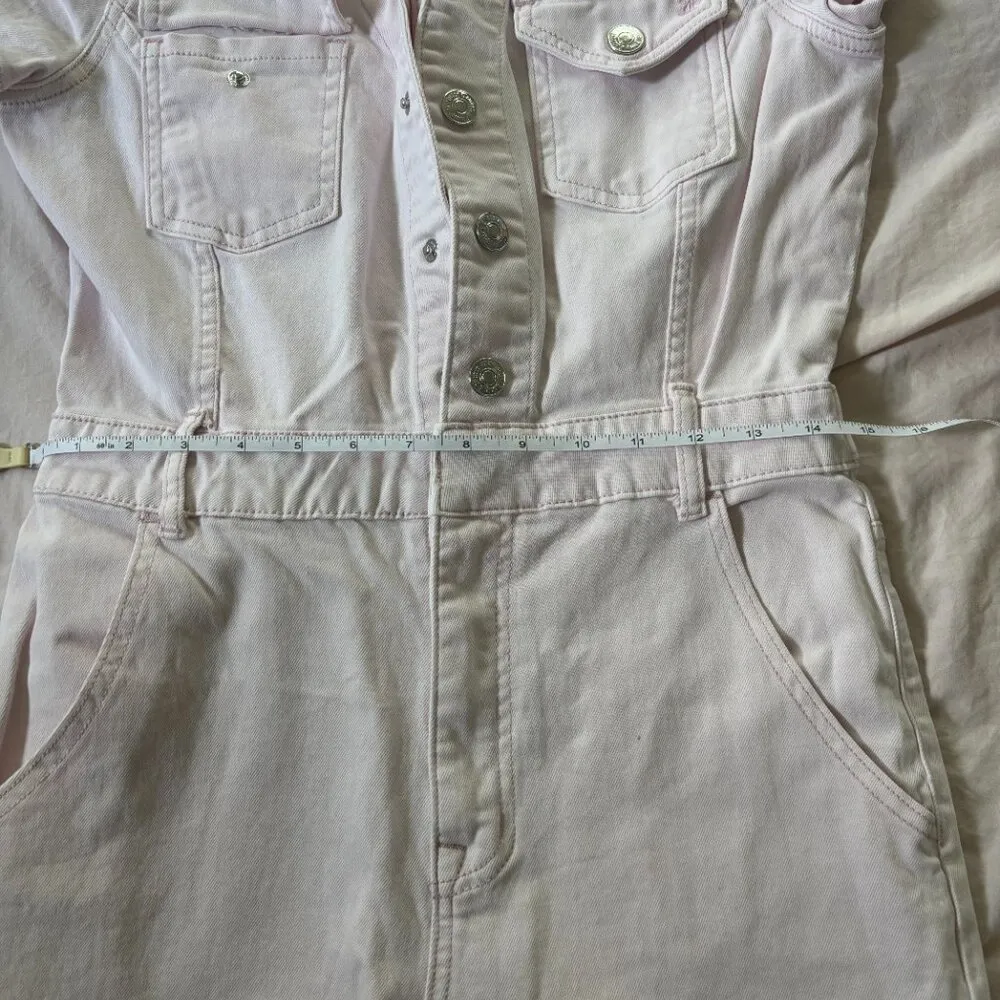 NWOT Juicy Couture Utility Jumpsuit Pink Marshmallow Denim Small - Image 4