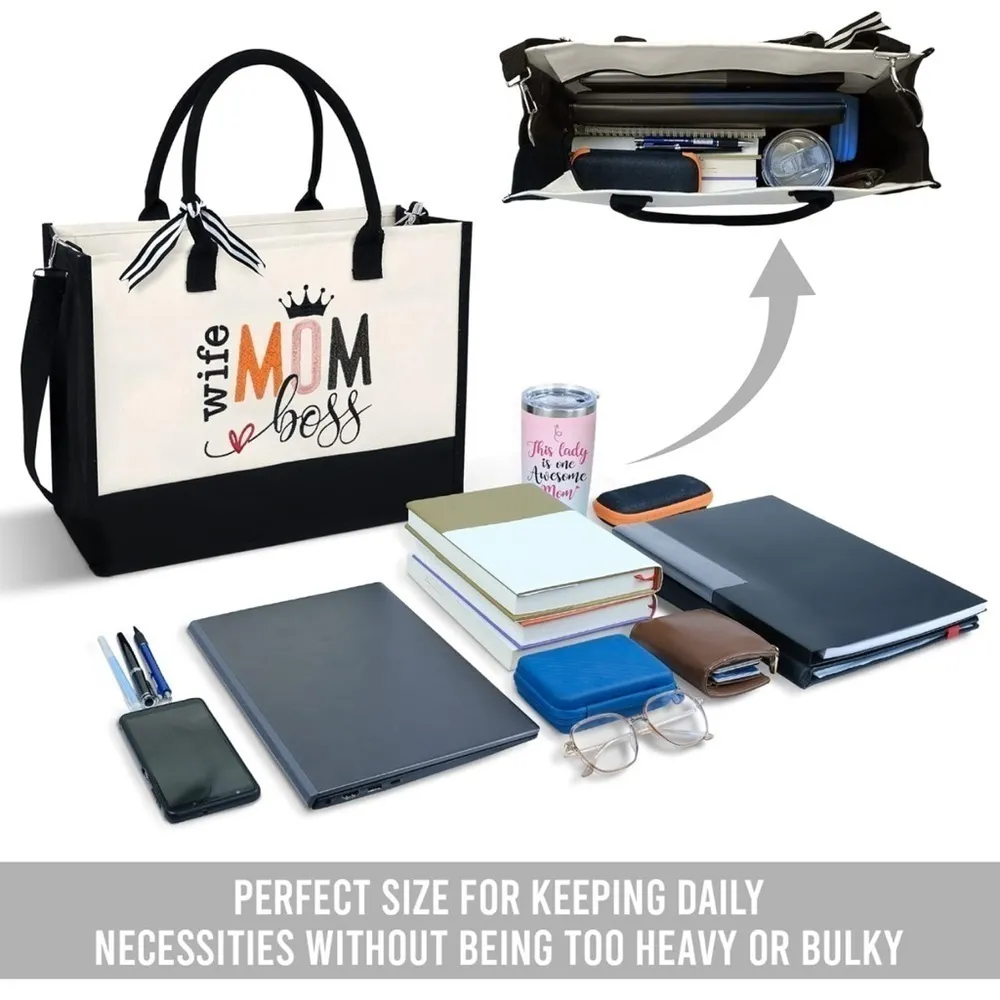 💕13oz Canvas Tote Bag With Zipper Reusable Eco-friendly💕 - Image 4