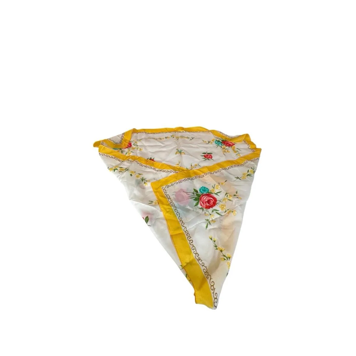 Vintage 50s Rayon Floral Scarf Hand Rolled Edge WPL 10360 Made Japan 30”x30” - Image 6