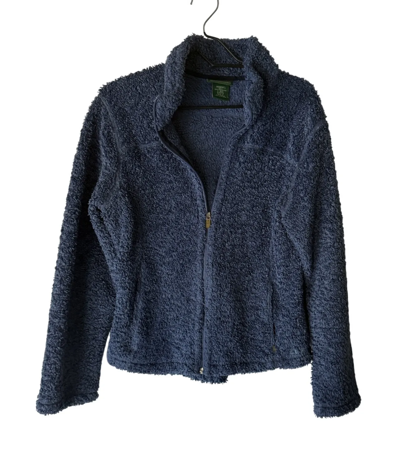 LL Bean Jacket Womens Large Full Zip Fleece Sherpa Lined Warm Cozy Outdoors Blue - Image 1