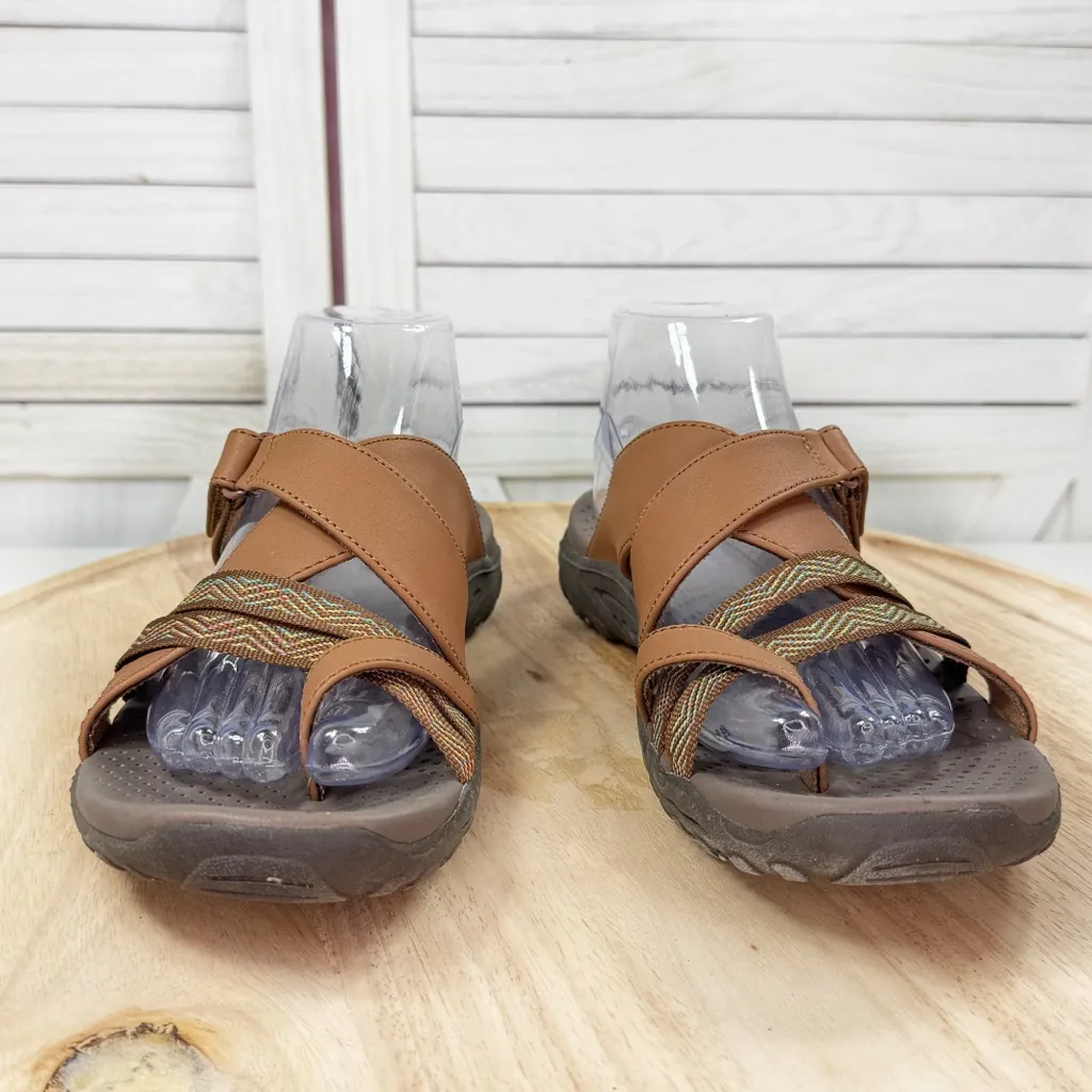 Skechers Reggae Sunday Stroll Strappy Slide Sandals Brown Rainbow Women 9 - Image 3