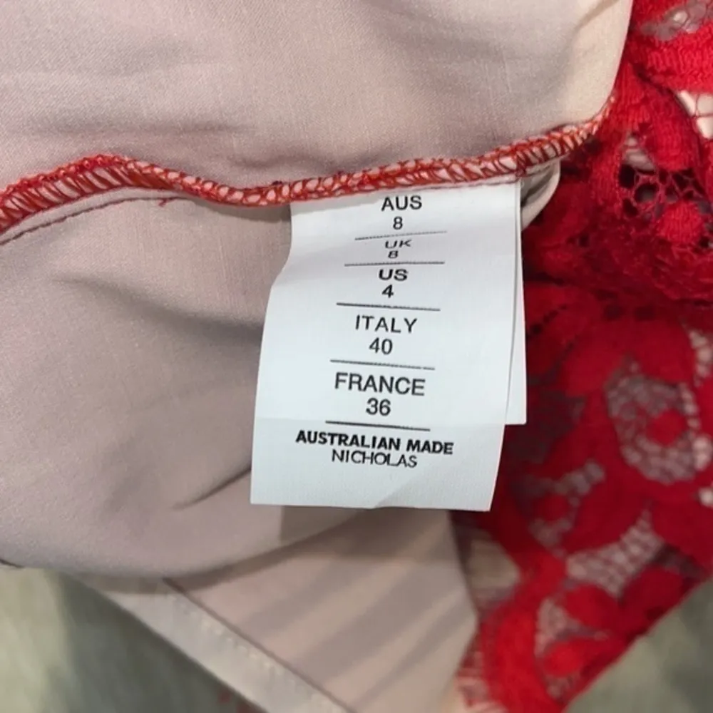 Nicholas Red Lace Dress Size 8 - Image 10