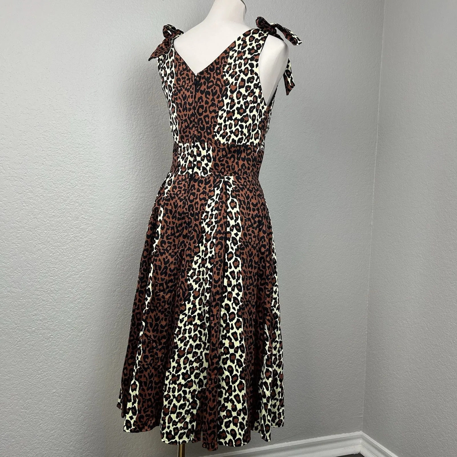 Deadly Dames Women's Tie Me Up Dress Animal Print Flare Size M Brown Size M - Image 6