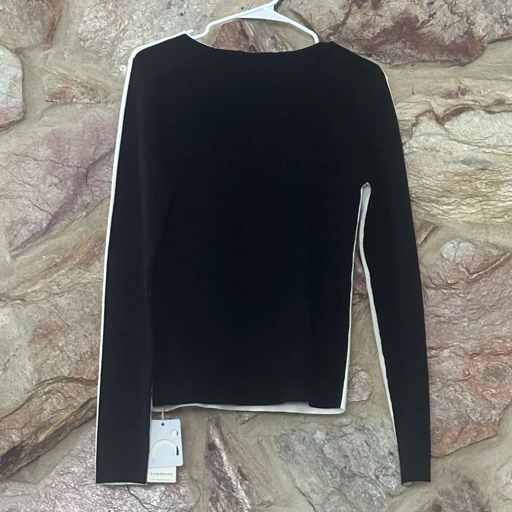 Commense Two Tone Panel Knit Top size XL White - Image 4