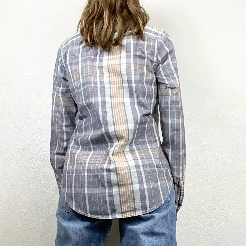 Roxy  Grey & Yellow Plaid Button Up Shirt - Image 2