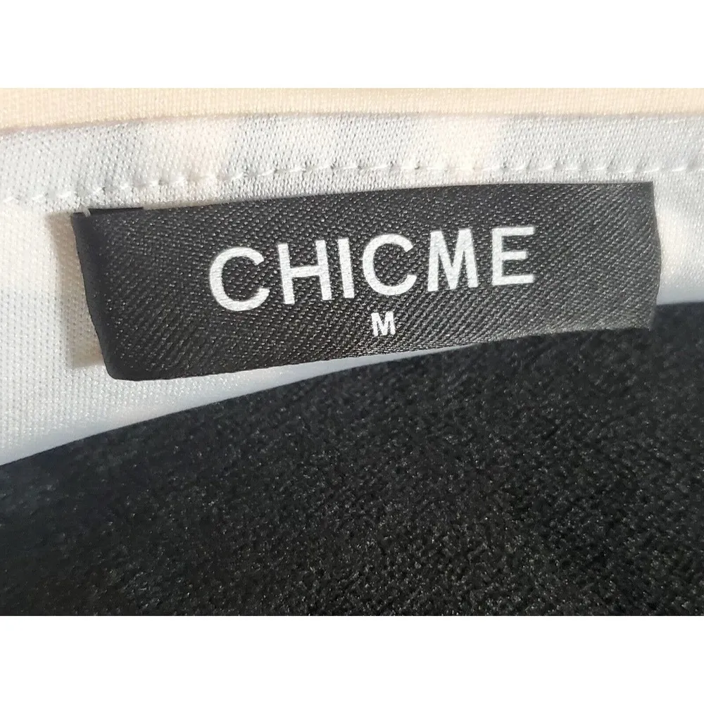 Chicme Beige Black Turn Down Collar Long Sleeve Casual Knee Length Dress Size M Size M - Image 9