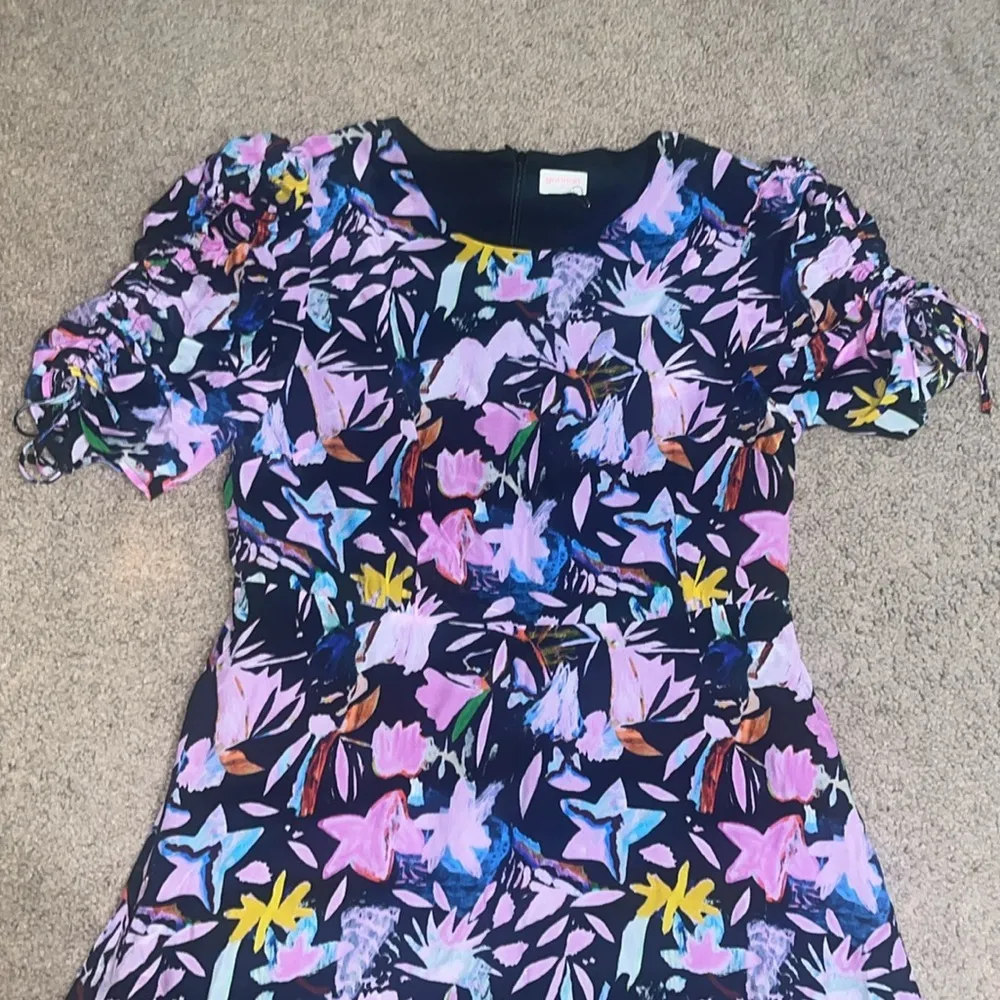 Gorman x Kaitlin Johnson Black Licorice Floral Silk Midi‎ Dress Black AU 12 / M Size M - Image 4