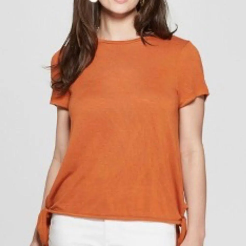 Universal Thread Orange Side Tie Casual Summer T-Shirt Size Small - Image 2