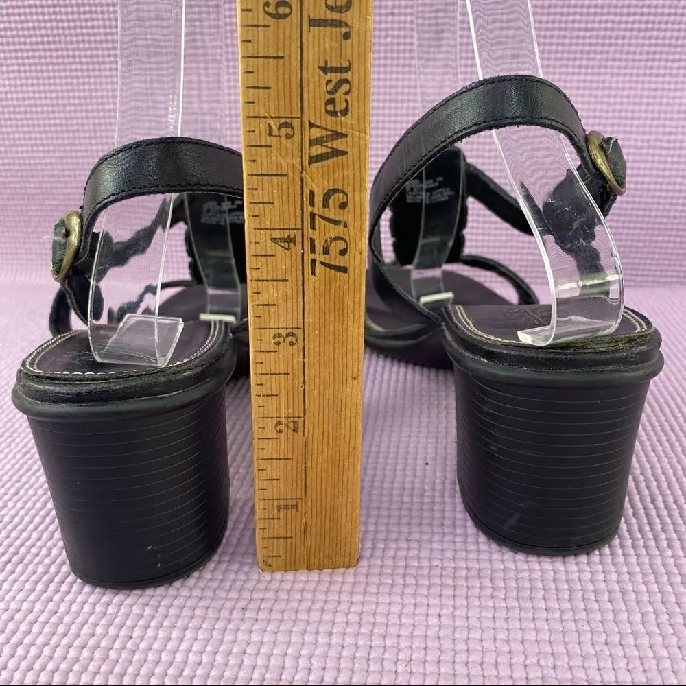 Classic Elements Shoshanna Square Toe Block Heel Sandal Black Size 9 Leather - Image 8