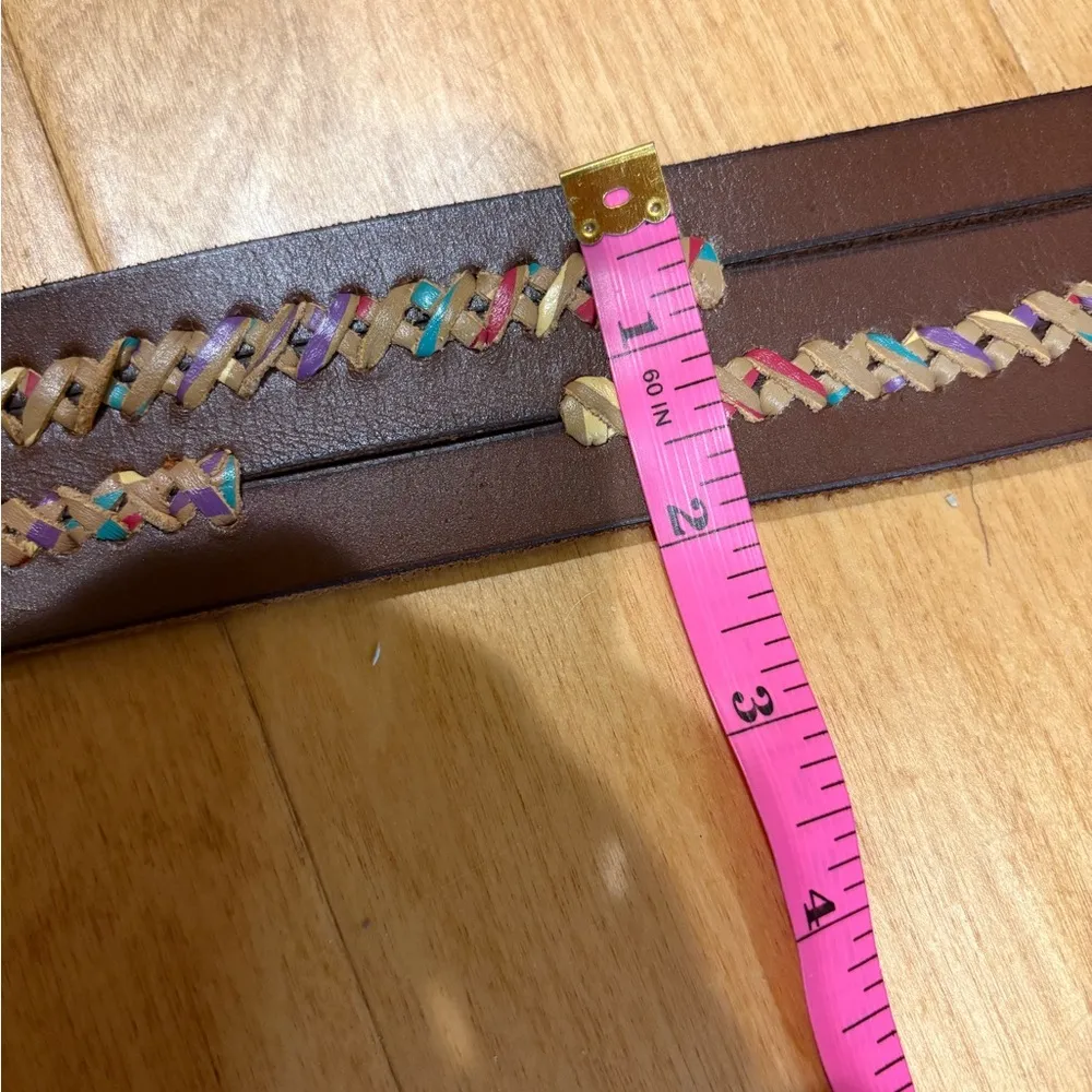 Lucky Brand leather embroidered belt M brown - Image 5