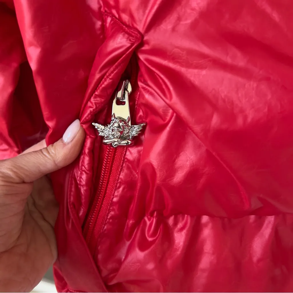 Boys Lie Red Puffer Logo Jacket Coat in Red - Image 9