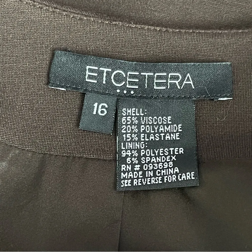 Etcetera Double Breasted Brown Blazer Jacket Women’s Size 16 Bow Tie Collarless - Image 8