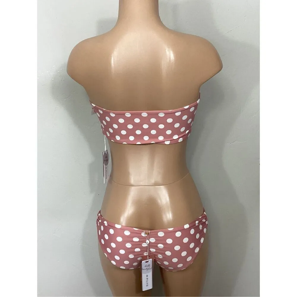 New..Pilyq Milly Dot bikini set.  D-cup/M-bottom. MSRP $169 - Image 7