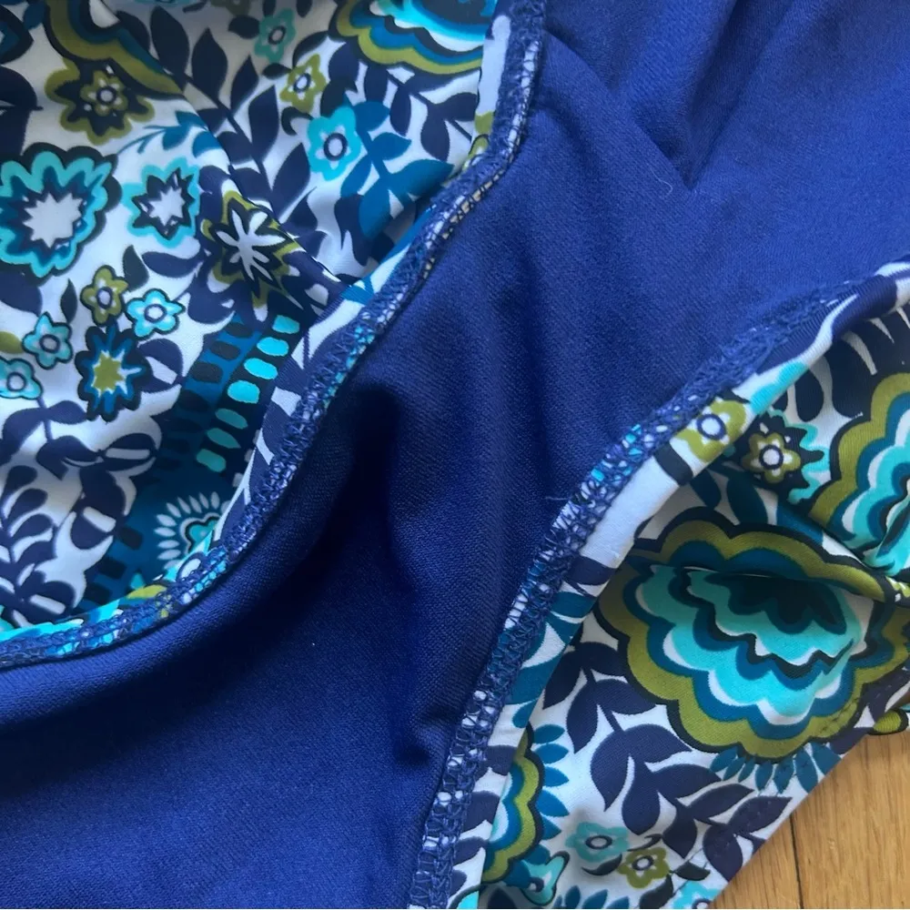 NWT Mossimo Blue Floral Abstract Criss Cross Blue/Green One Piece Bathing Suit L Size L - Image 11