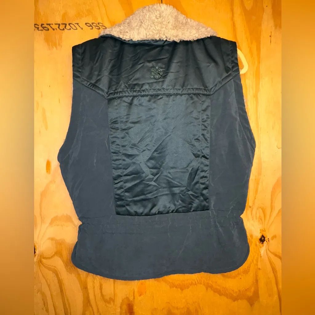Nils Skiwear Women's Full Zip Faux Fur Collar Vest‎ Size 6 Padded Lined Blue - Image 5