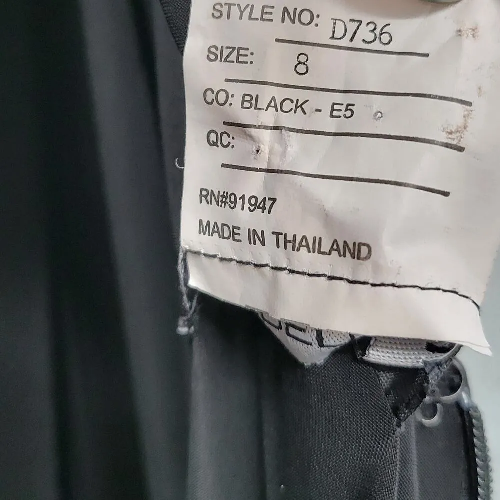 Alfred Sung Maxi Dress Womens 8 Black Ballet Top Taffeta Skirt V-Neck 3/4 Sleeve - Image 6