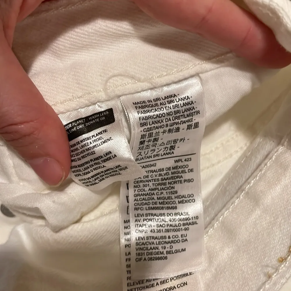 Womens New Levi’s 501 Original Raw Hem Distressed White Cotton High Rise Straigh - Image 9