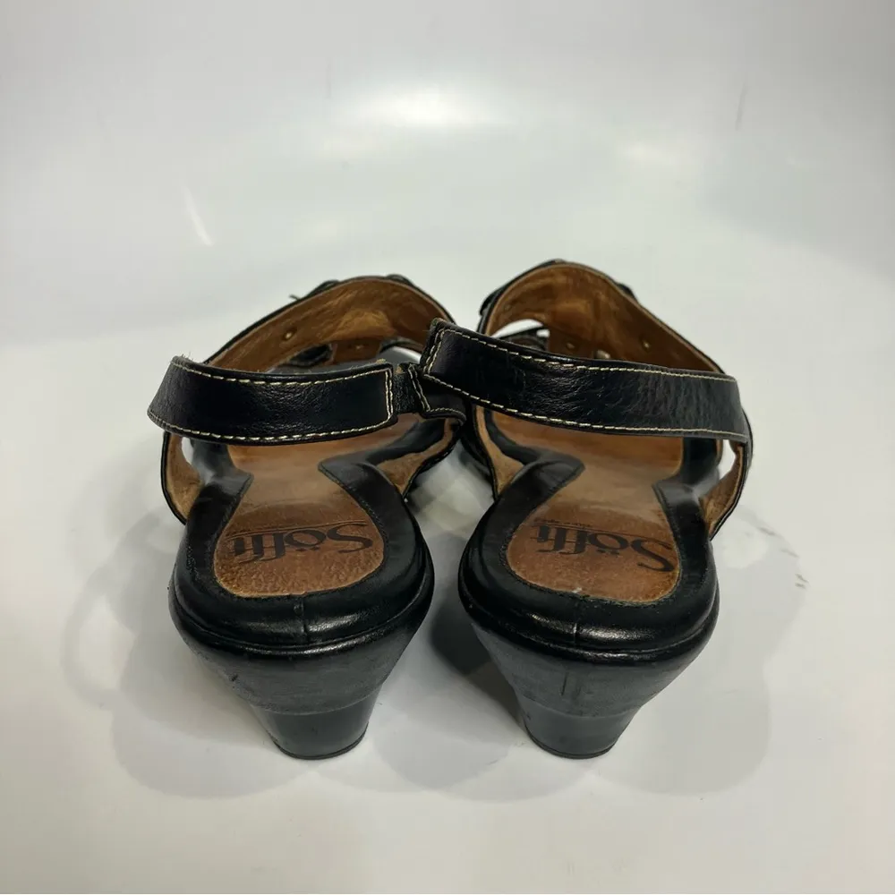 Sofft‎ black leather sandals heels slingback dressy casual women’s size 6 - Image 5