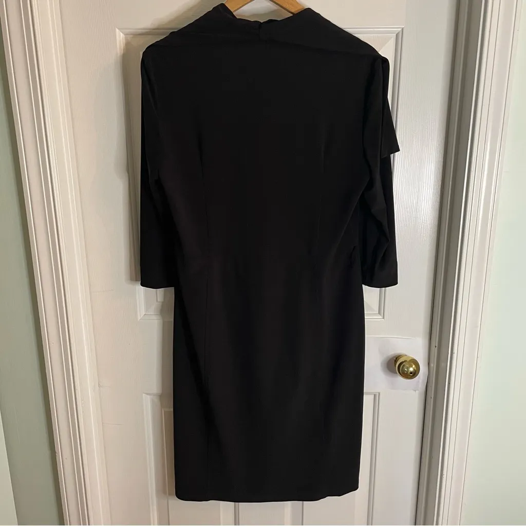 Joseph Ribkoff Black Long Sleeve Dress With Shawl Collar & Side Zipper Size 14 - Image 6