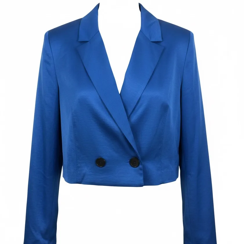 Mare Mare x Anthropologie Royal Blue Satin Blazer & Mini Skirt Set Size L - Image 3