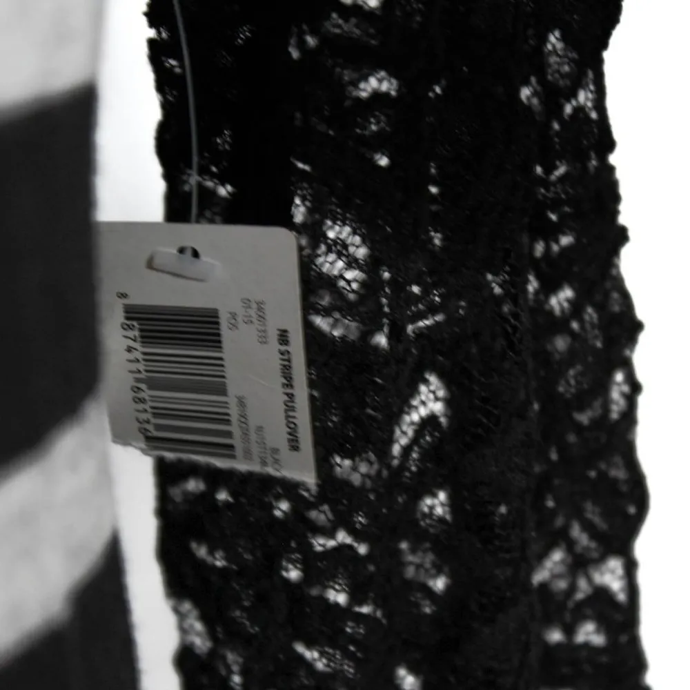 NWT Long Sleeve Black Light Gray Stripe Long Sleeve with Lace Detailing - Image 5