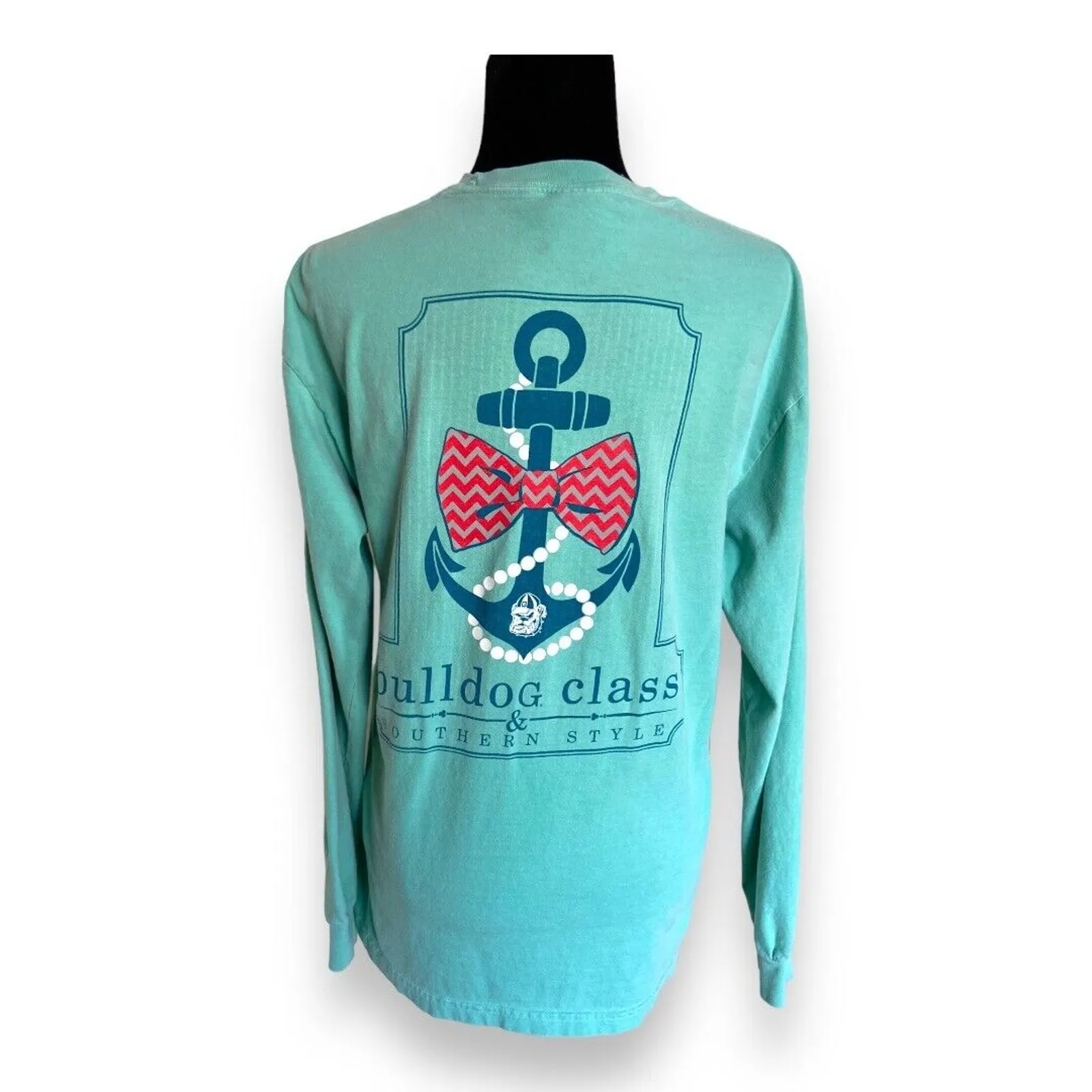 Comfort Colors Shirt Sz M Bulldog Class Southern Style Aqua UGA Georgia Tee‎ - Image 2