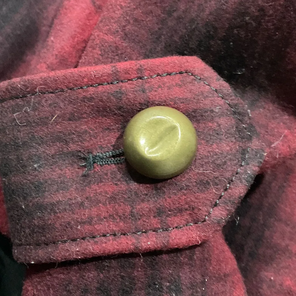 ANTHROPOLOGIE ELEVENSES
Red Plaid Fitted WOOL BLEND COAT Zip Button Womens Sz 0 - Image 13