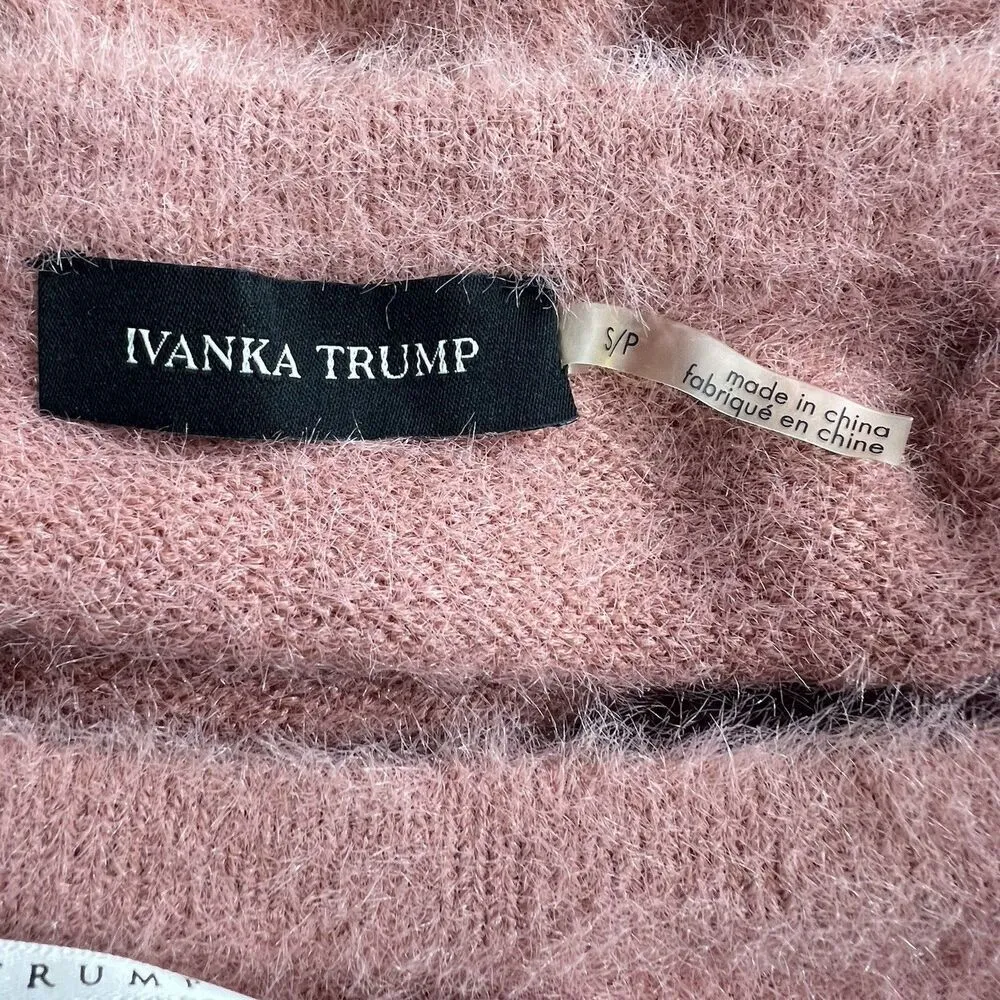 Ivanka Trump cozy sweater round neck Pullover PINK white Black Size SP - Image 3
