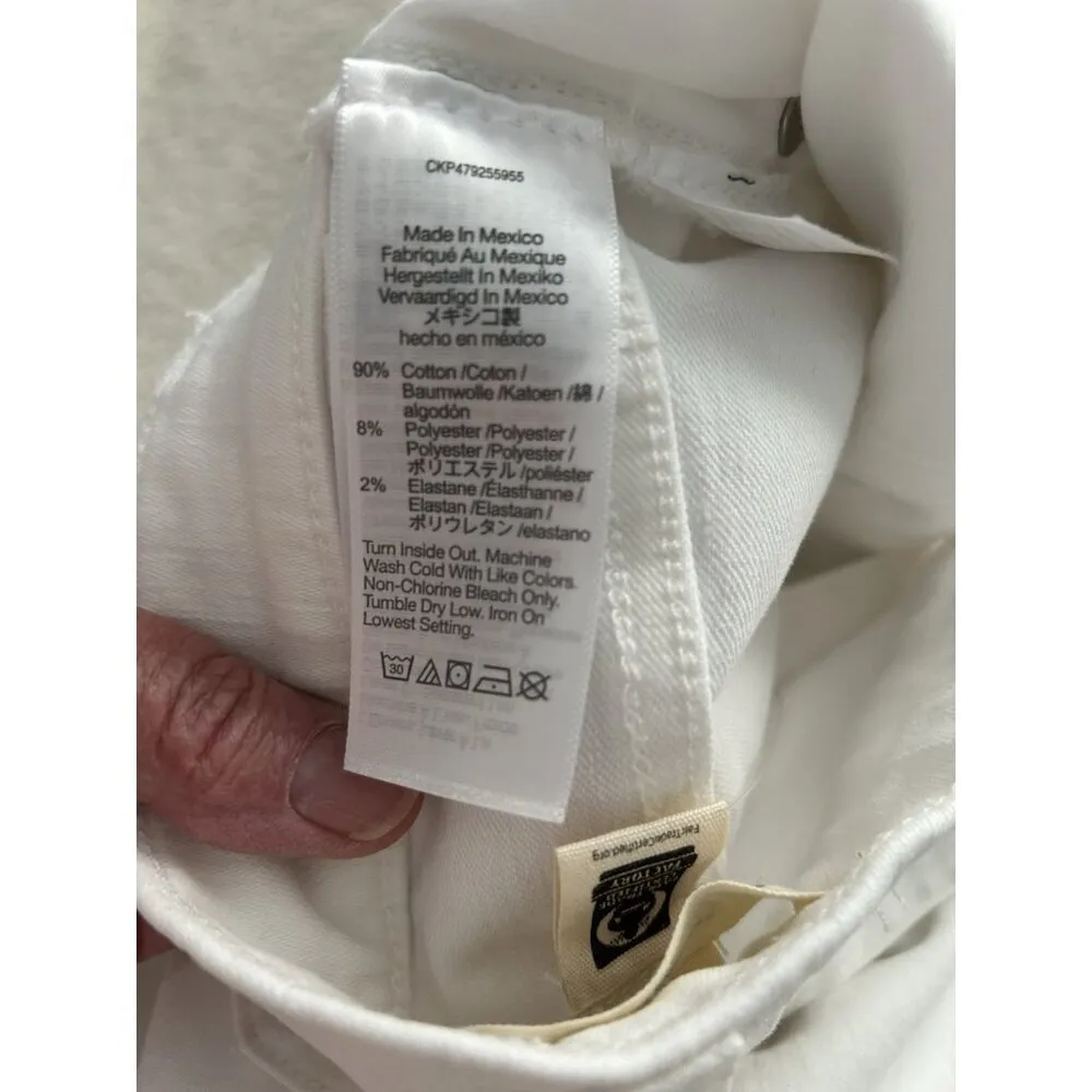 Madewell $138 High Rise Flared Wide-Leg Crop Raw Hem Jeans White Size 25 - Image 15