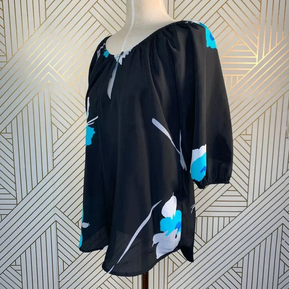 Yumi Kim Becca Off the Shoulder Floral Blouse in Black Size Medium‎ - Image 5