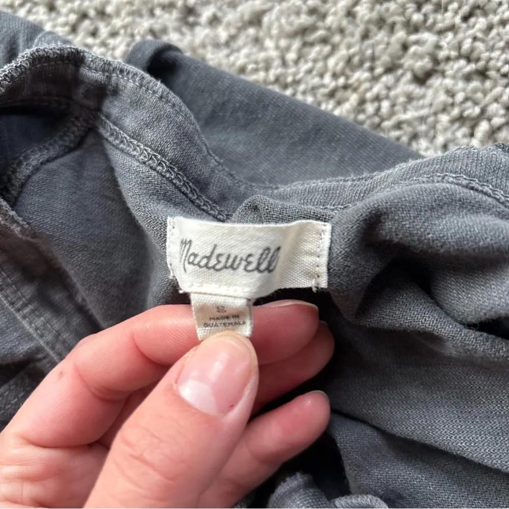 Madewell Garment Dyed Raglan Gray Henley Tee Size Small - Image 5