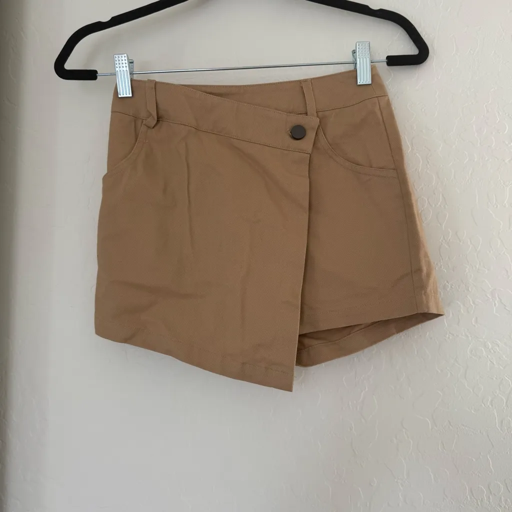 Princess Polly Carter Skort Beige Khaki Mini Skirt Asymmetrical Button Party 0 - Image 3